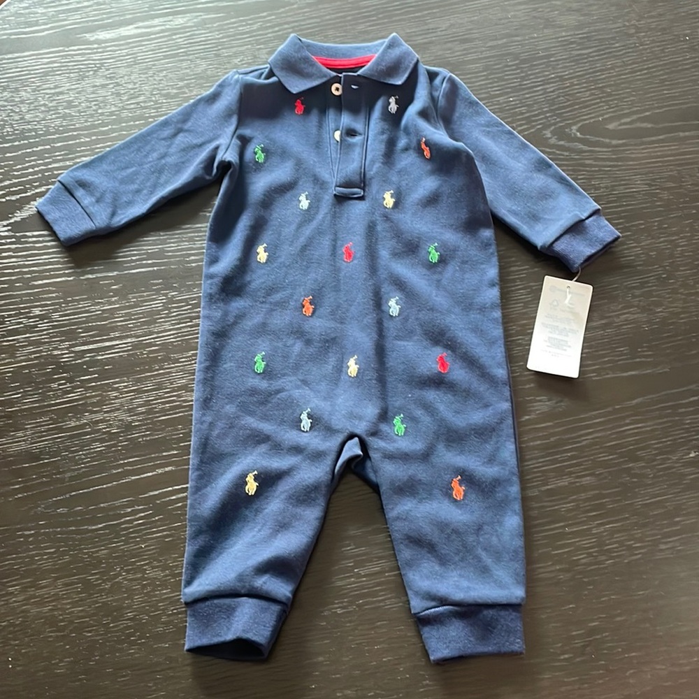 Ralph Lauren Soft Cotton Polo Coverall 6mo New